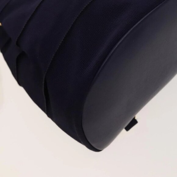 Salvatore Ferragamo Vala Chain Backpack Canvas Navy Gold Auth BA3335 main image 12